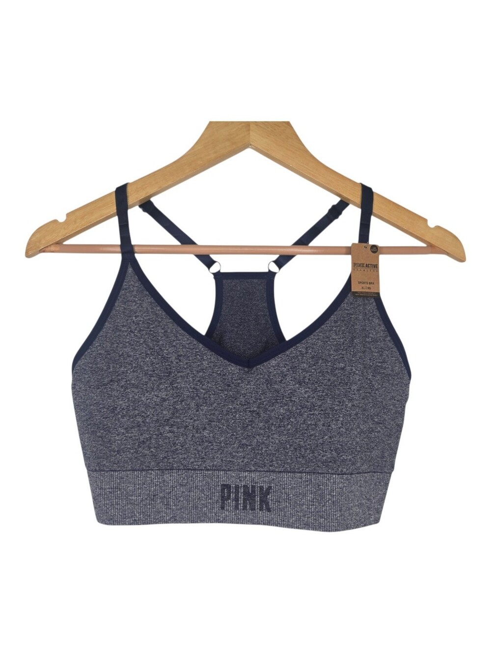 PINK Victorias Secret Womens Midnight Navy Blue Marl Seamless Sports Bra XL